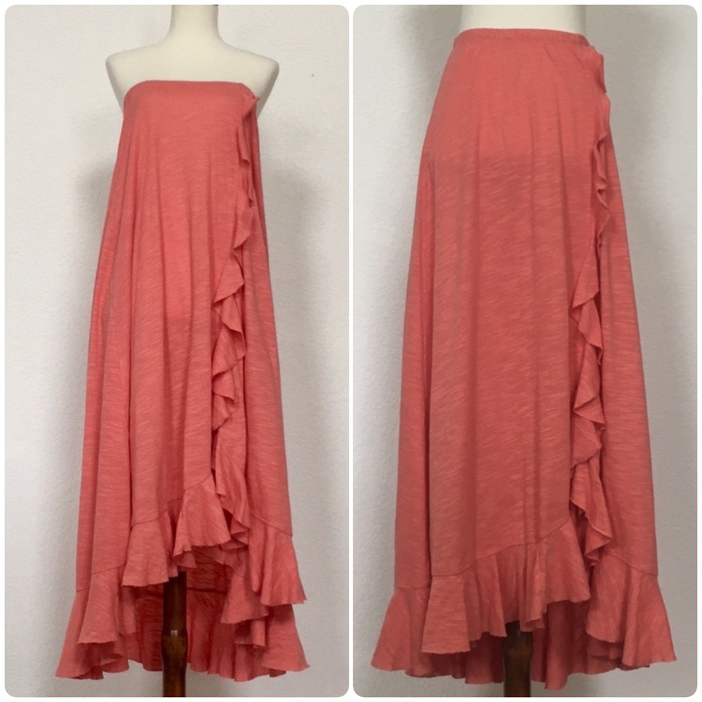 Free People beach cascade orange ruffle skirt sz XS